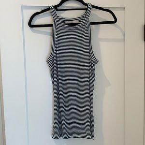 Loft emerald & white ribbed tank